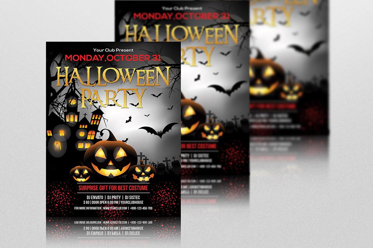 HALLOWEEN PARTY FLYER flyer template Invitation halloween 2016 Halloween Invites photoshop template halloween bash poster night party club