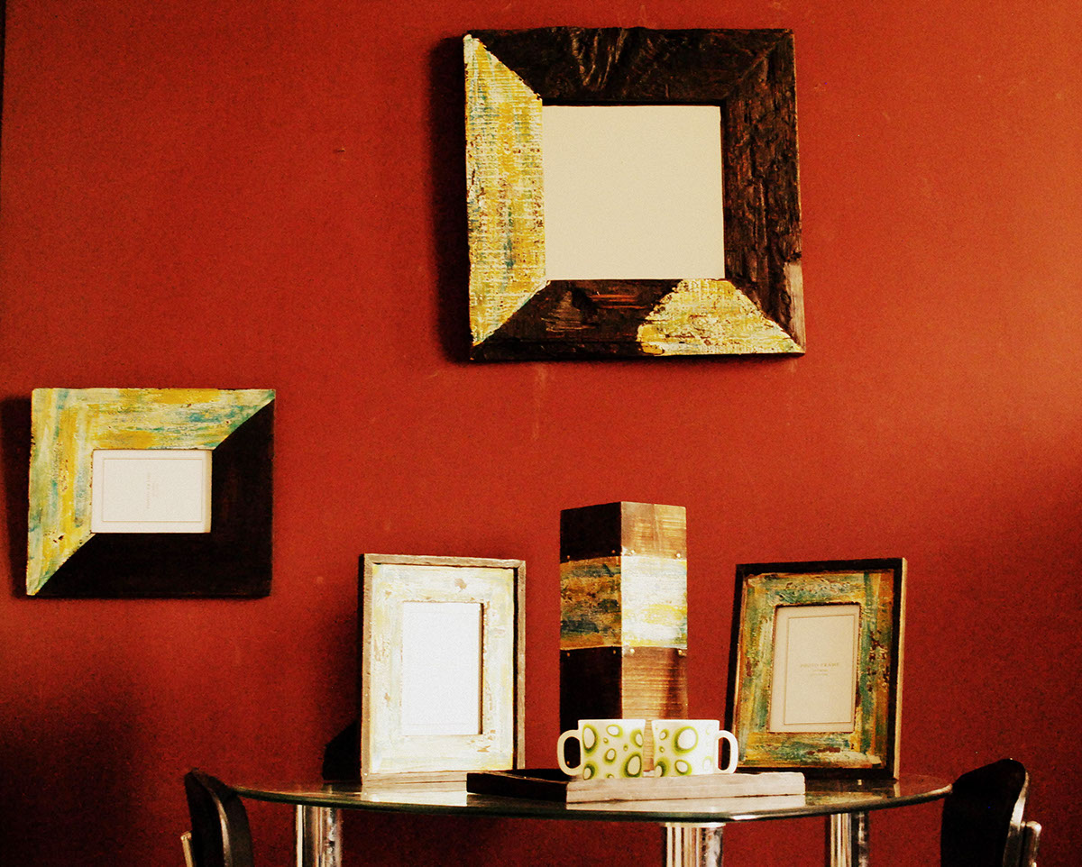 jodhpur Coffee antique Distressed mirror table photo frames driftwood