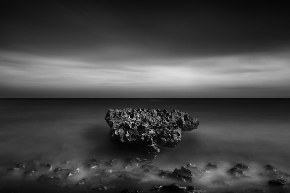 black and white long exposure fine art waterscape seascape Landscape rocks beach water