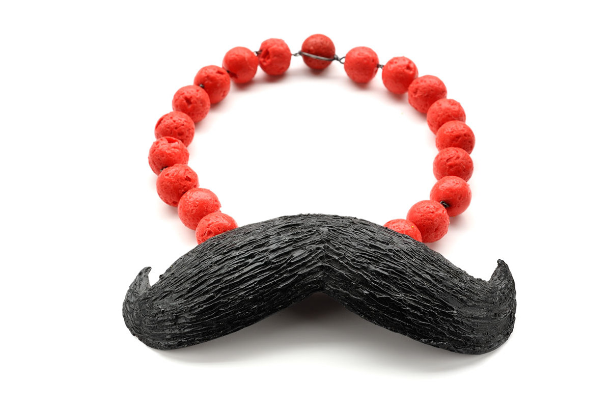 mustache Necklace contmporary Jewellery gioielli silicon textile men portaits resin Adobe Portfolio