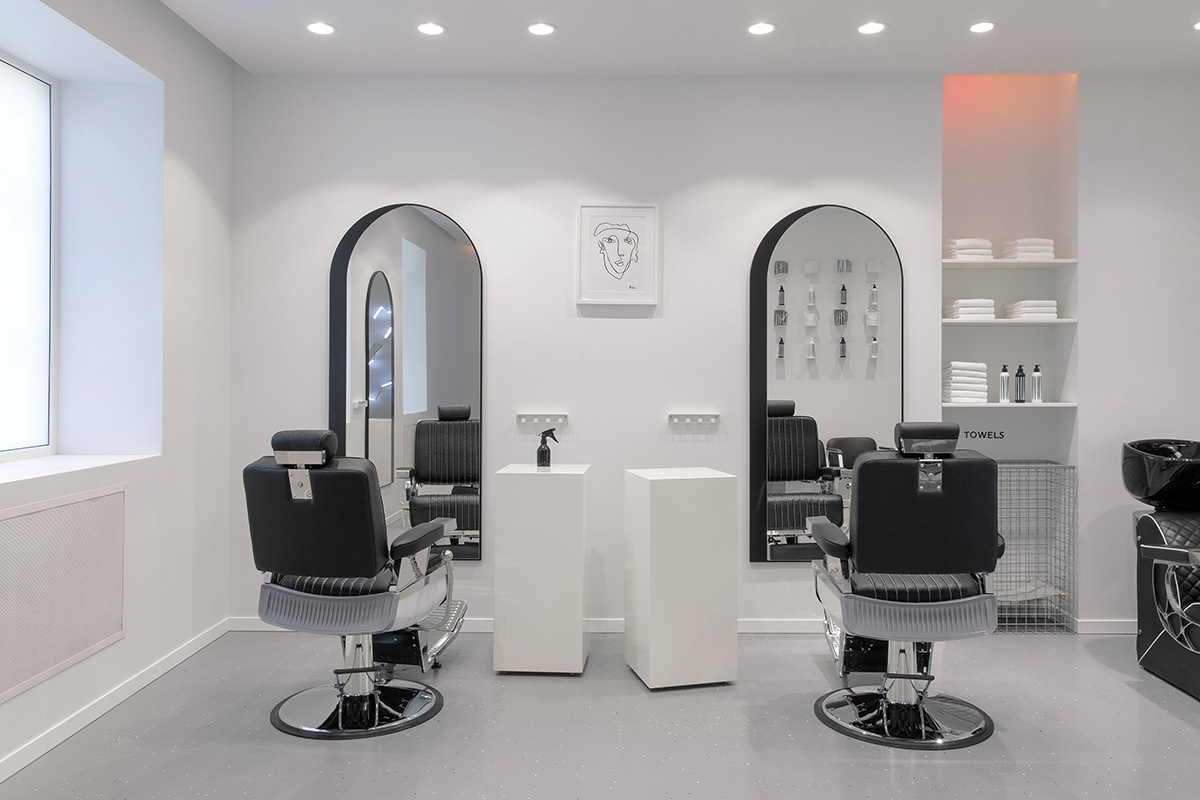 Interior Minimalism White graphic design Coffee haircut barber