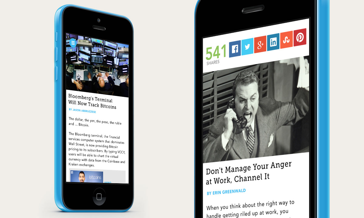 Mashable app application news Interface menu iphone android