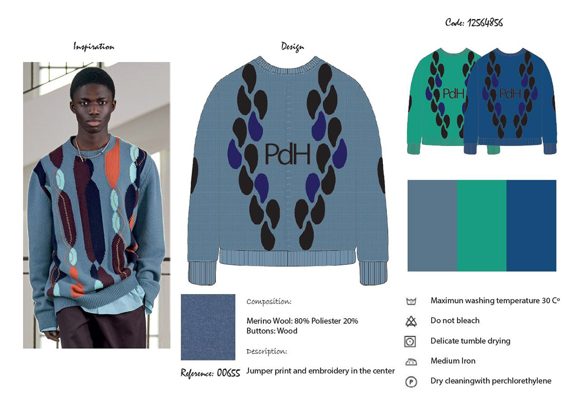 Clothing design Fashion  fashion design knitwear Technical Sheet Tricot
