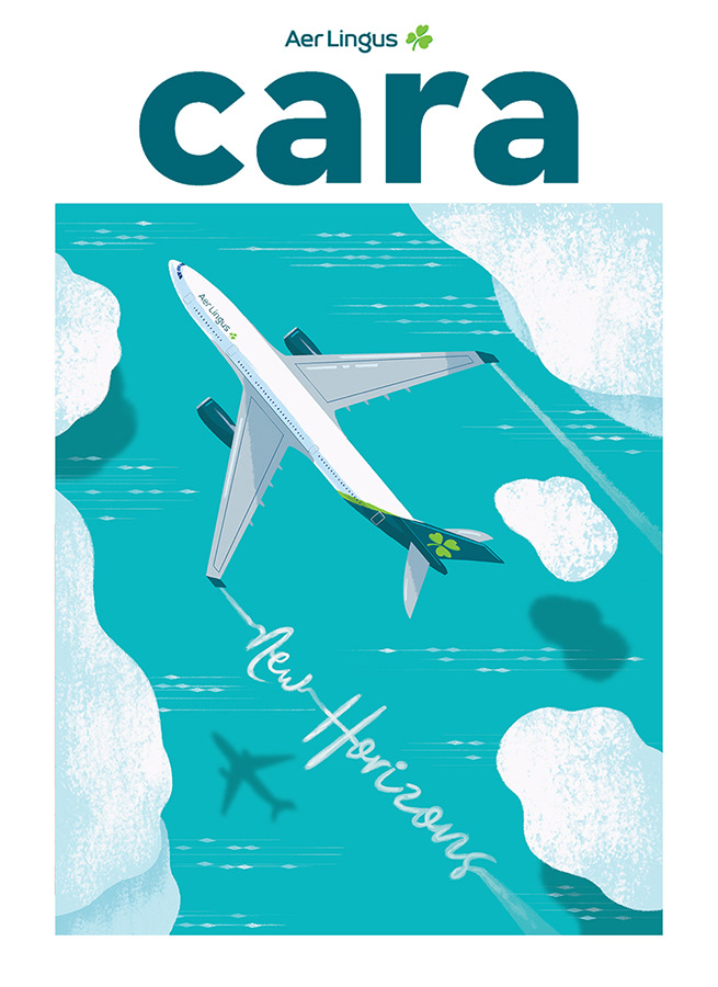 Aircraft AerLingus shamrock Ireland teal magazine cover editorial flight Travel