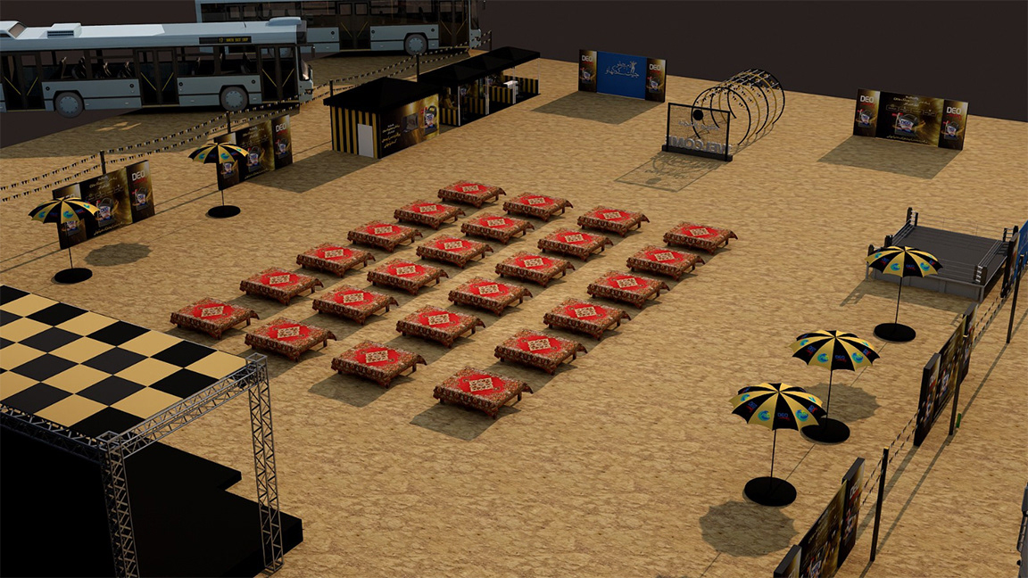 PSO activation activation design 3D 3ds max visualization setup design  Event Pakistan State Oil truckadda