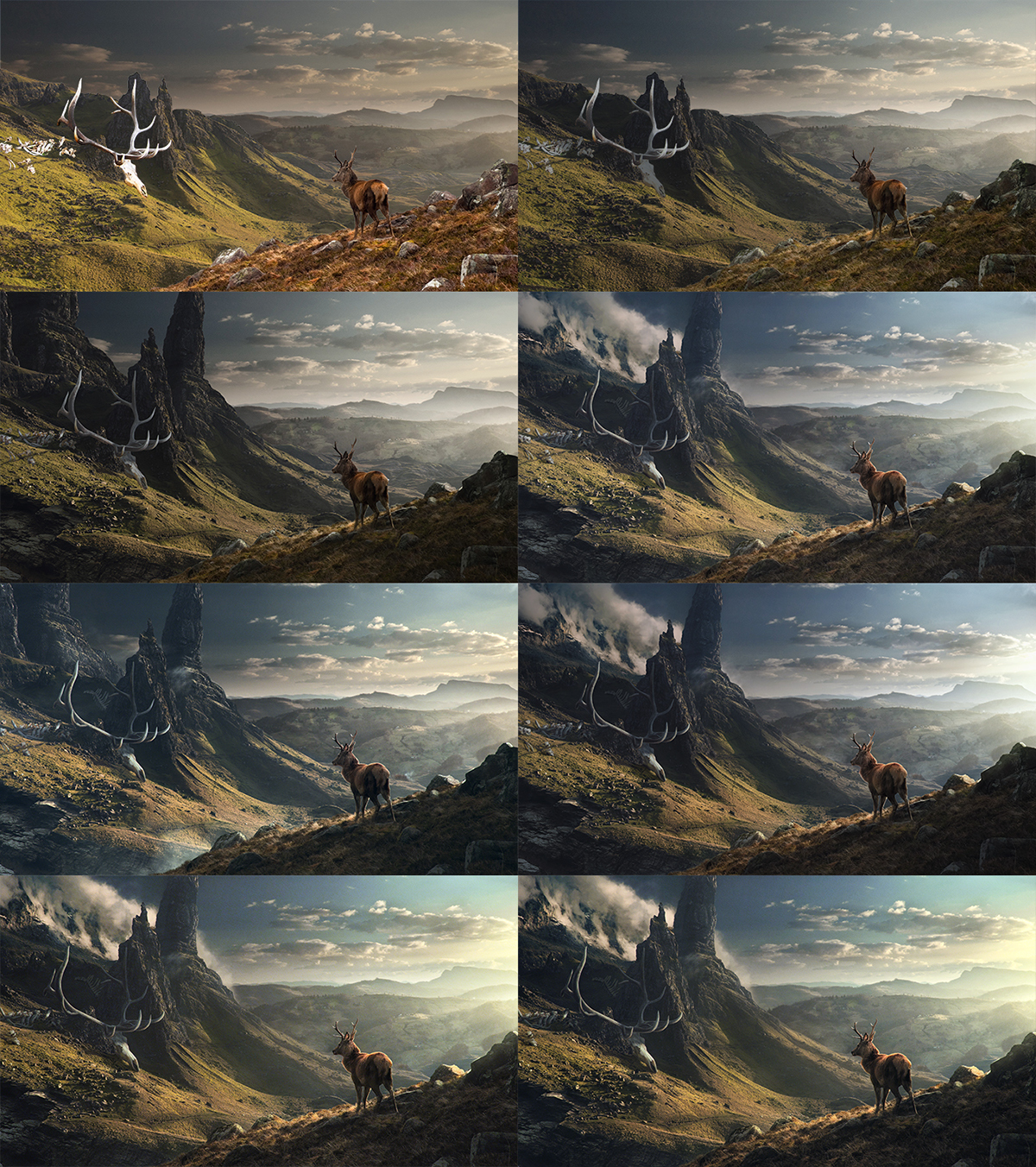 Digital Art  desktopography art direction  adobe Landscape wallpaper retouch deer mountains sunset