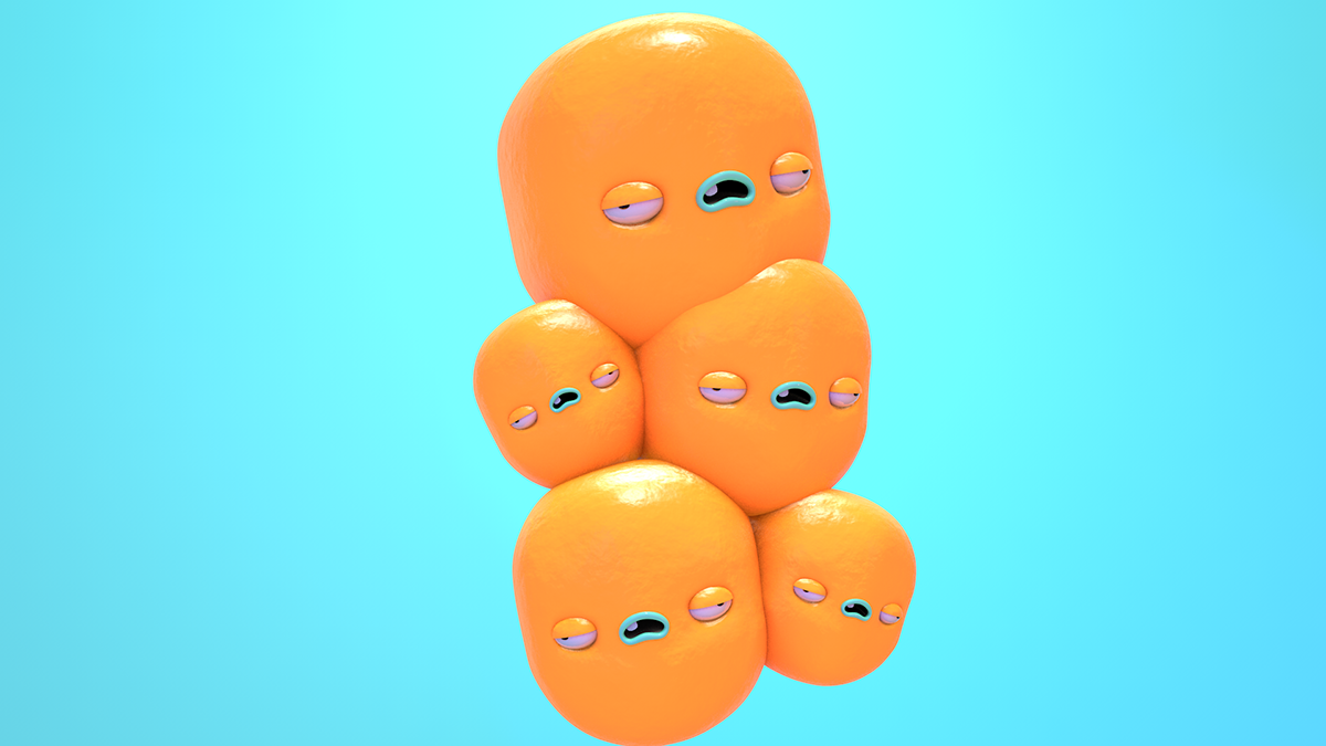 caras faces 3D orange ILLUSTRATION  Render