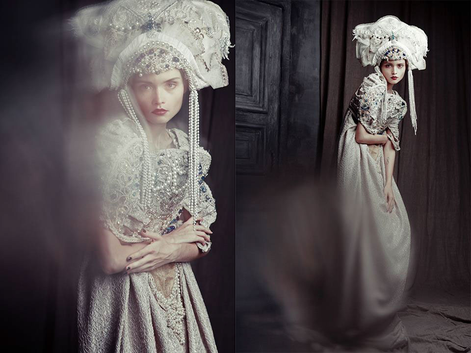 costume Stage designer headpiece clothes dress Theatre Folklore Slavic headdress gown agnieszka osipa ornaments