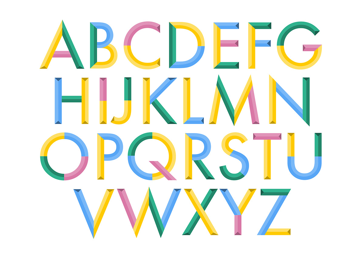 Futura geometric colour primary bold Typeface Illustrator