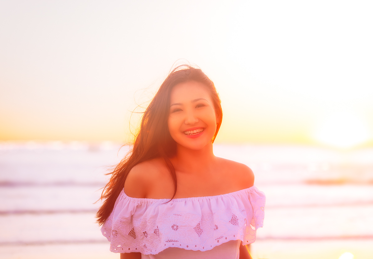vintage Retro beach Sun woman girl Beautiful sunset Ocean sea water sand Hot warm Love