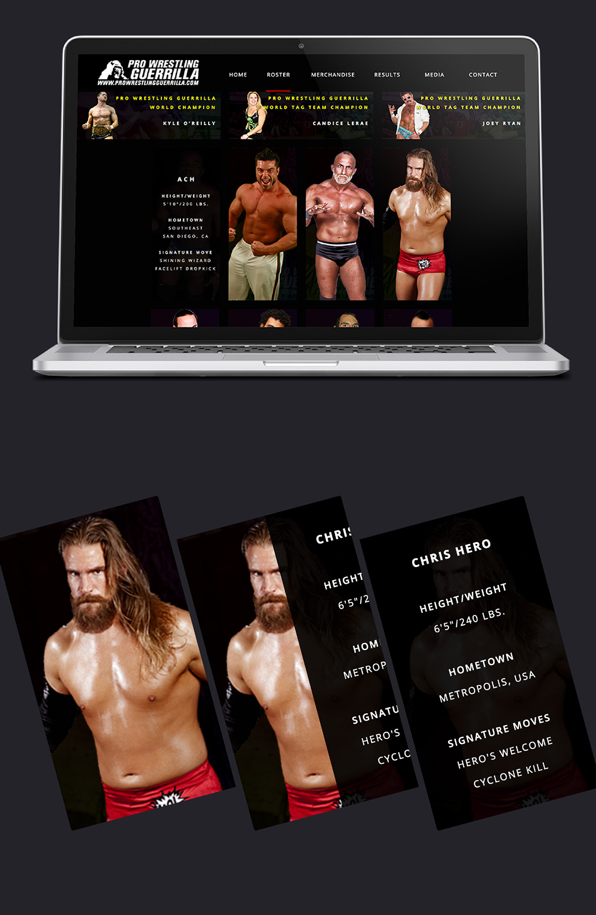 pwg pro wrestling guerrilla pro wrestling Wrestling redesign concept Website