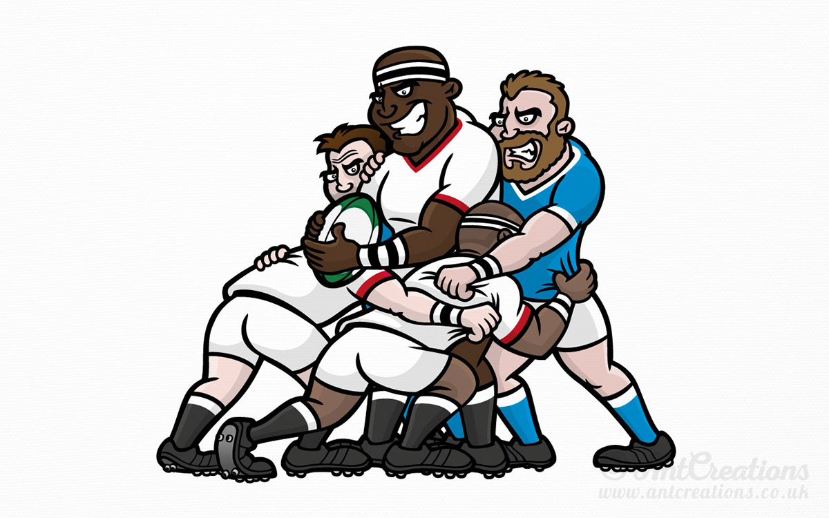 6 nations Cartoons ILLUSTRATION  Illustrator panasonic Rugby Rugby Union Six Nations sport vector