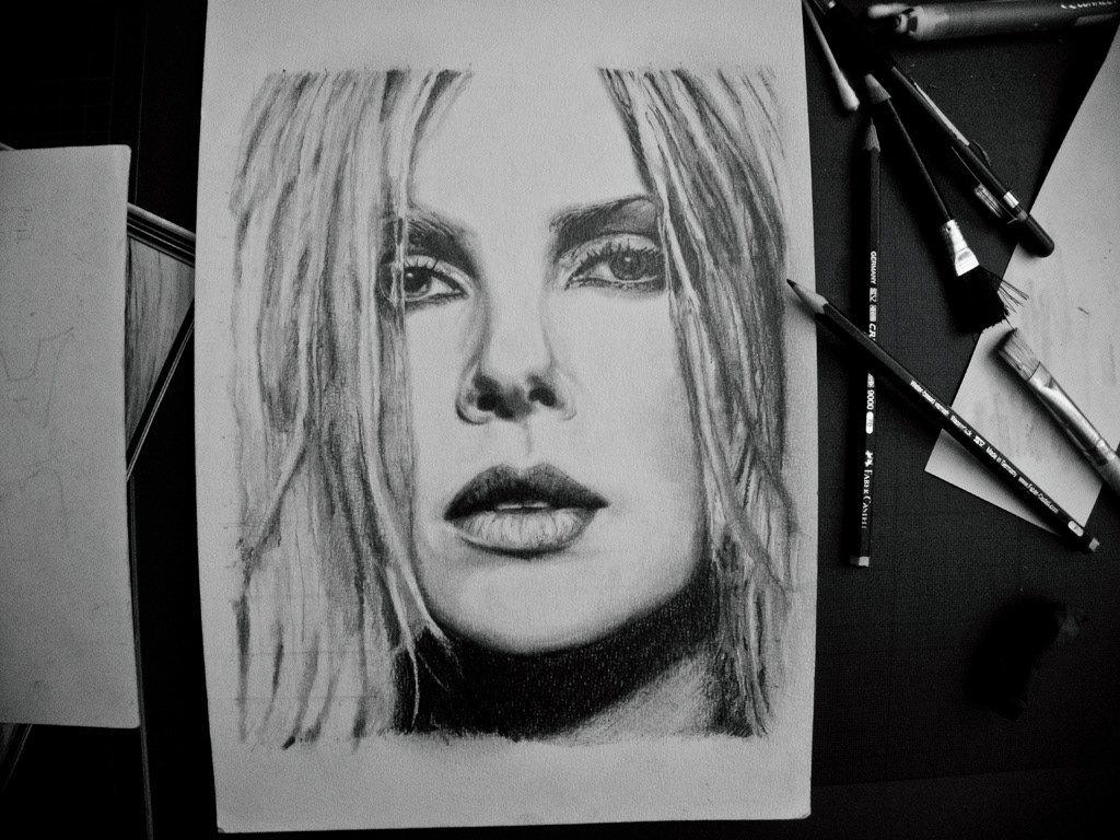 portraits  Pink   Charlize  theron Celebrity graphite pencil  b&w  face   human people