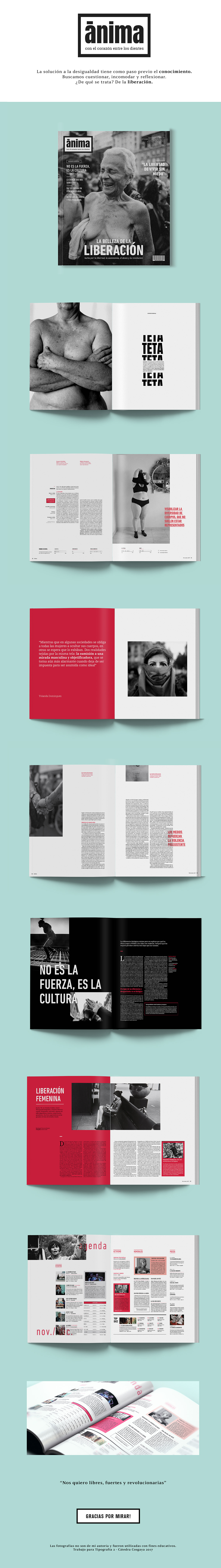 magazine women rights anima editorial typography   feminismo graphic design  revista tipografia diversidad