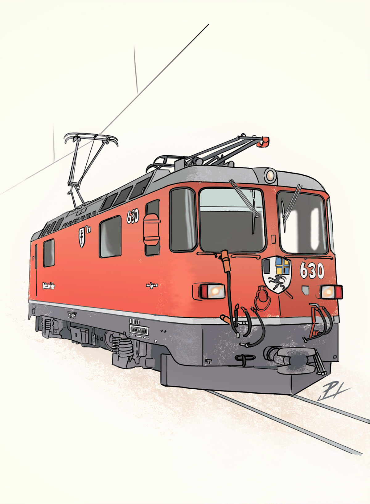 locomotive railroad railway dessin ilustration digital illustration train drawing 