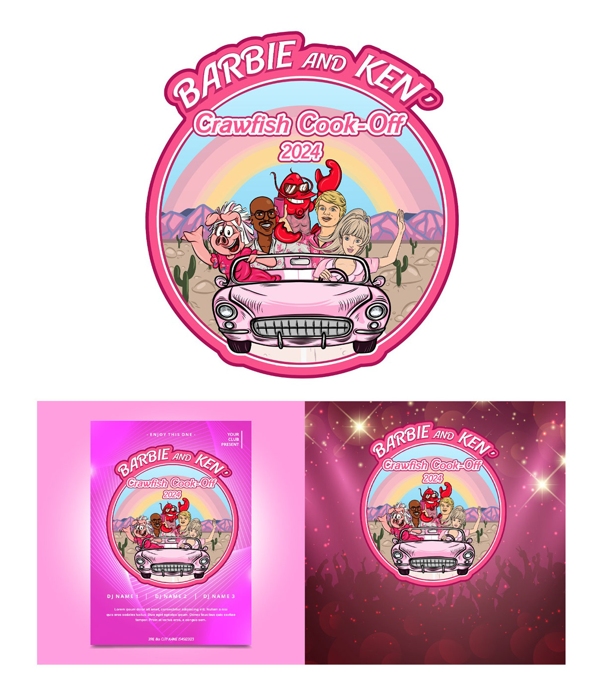 barbie pink feminime girly girls cute party logodesi