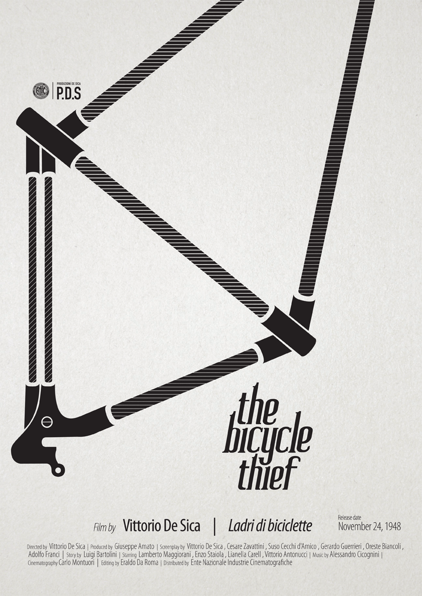 the bicycle thief type design posters Neo Realism  Vittorio De Sica Ladri di biciclette