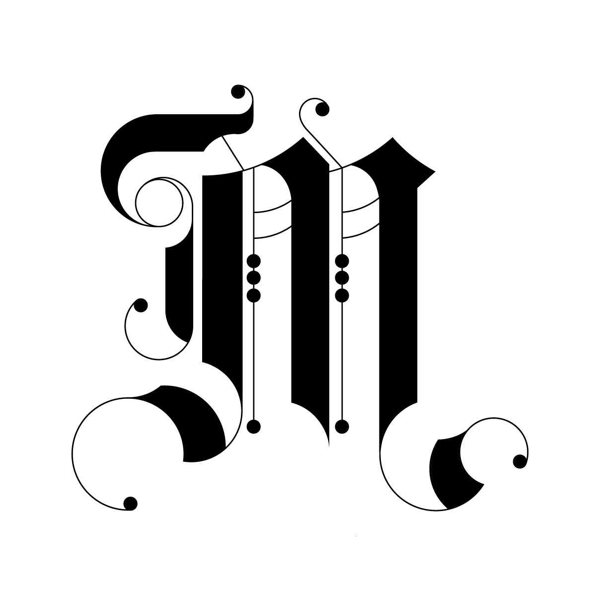 monogram  gothic  m