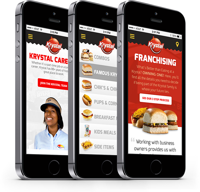 krystal burger restaurant Website Responsive mobile