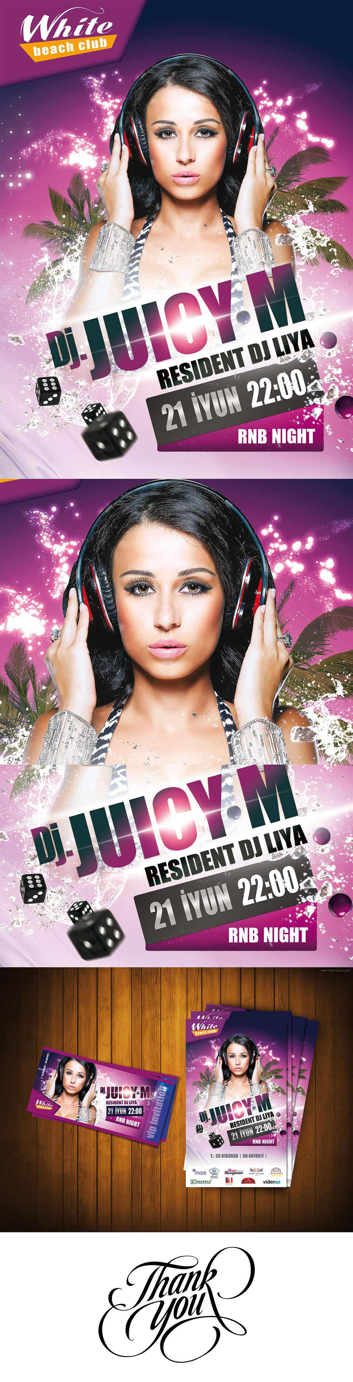 Dj Juicy M flyer  invitation disco