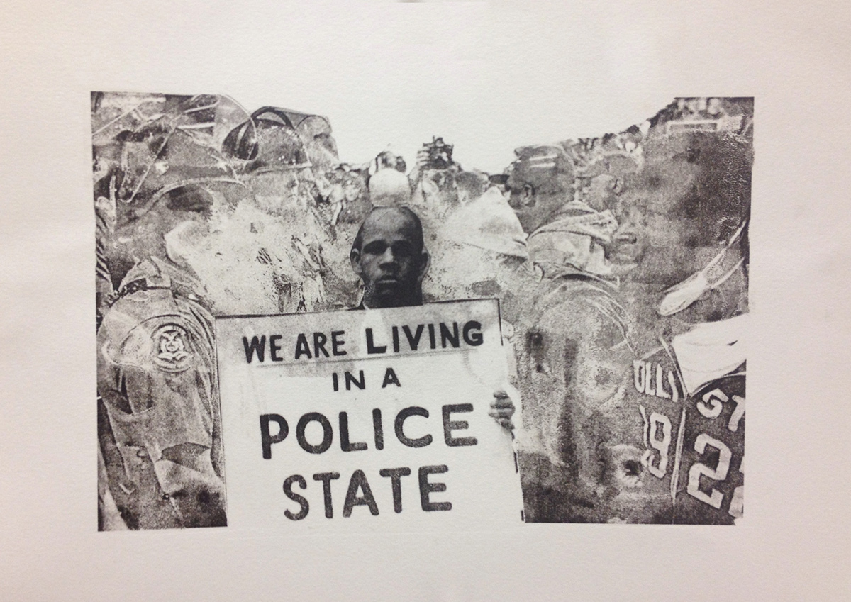 mike brown Black Lives Matter police violence printmaking phototransfer monotype Fine Arts  painting   Police Brutality