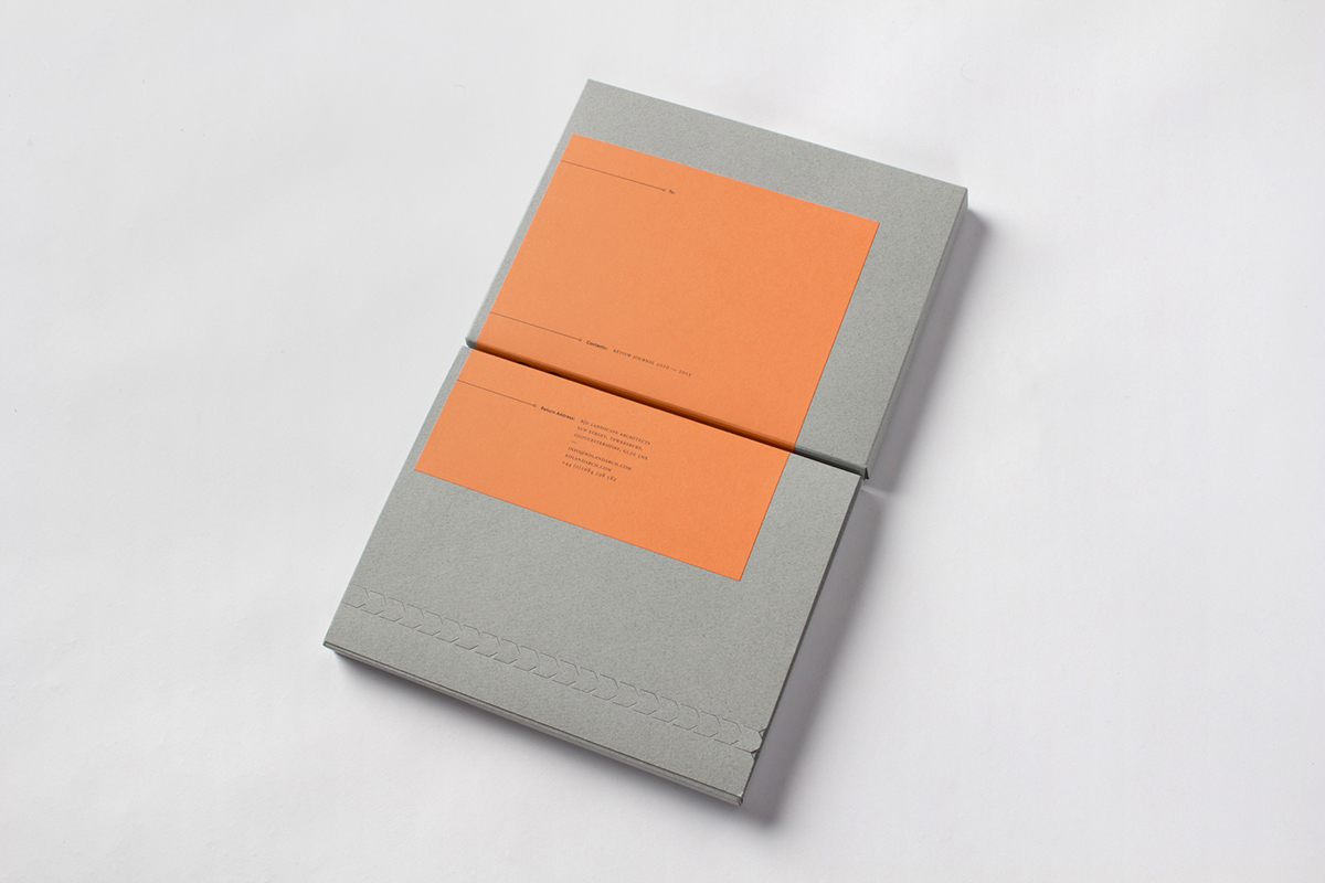 Landscape architects landscape architects book Layout orange grey perforated Label cover book cover book jacket Book Packaging binding handwritten