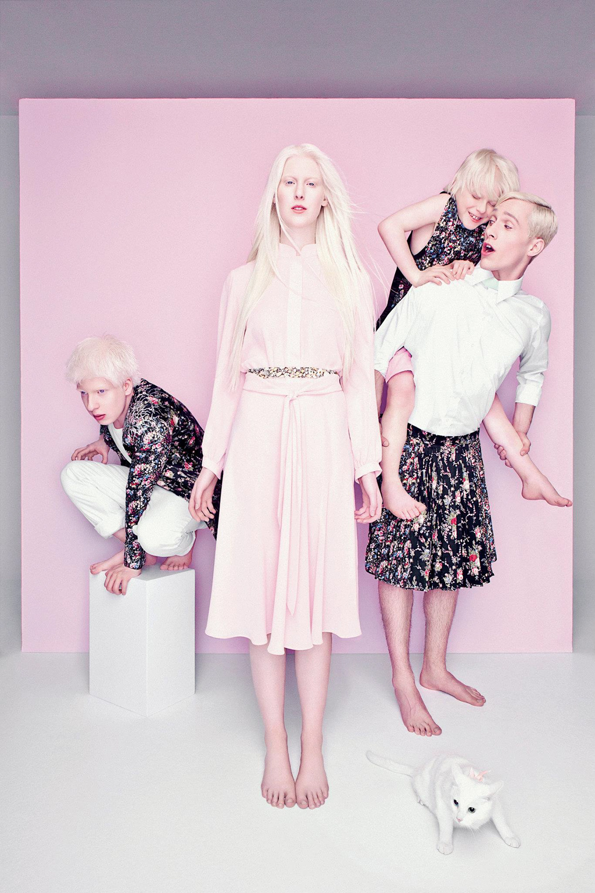 blond pink pastel family portrait
