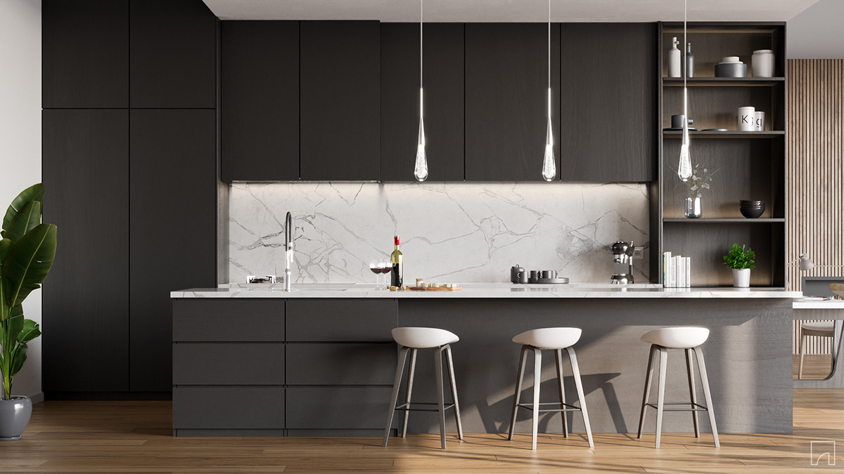3D AchViz architecture CGI corona Food  interior design  kitchen Render visualization