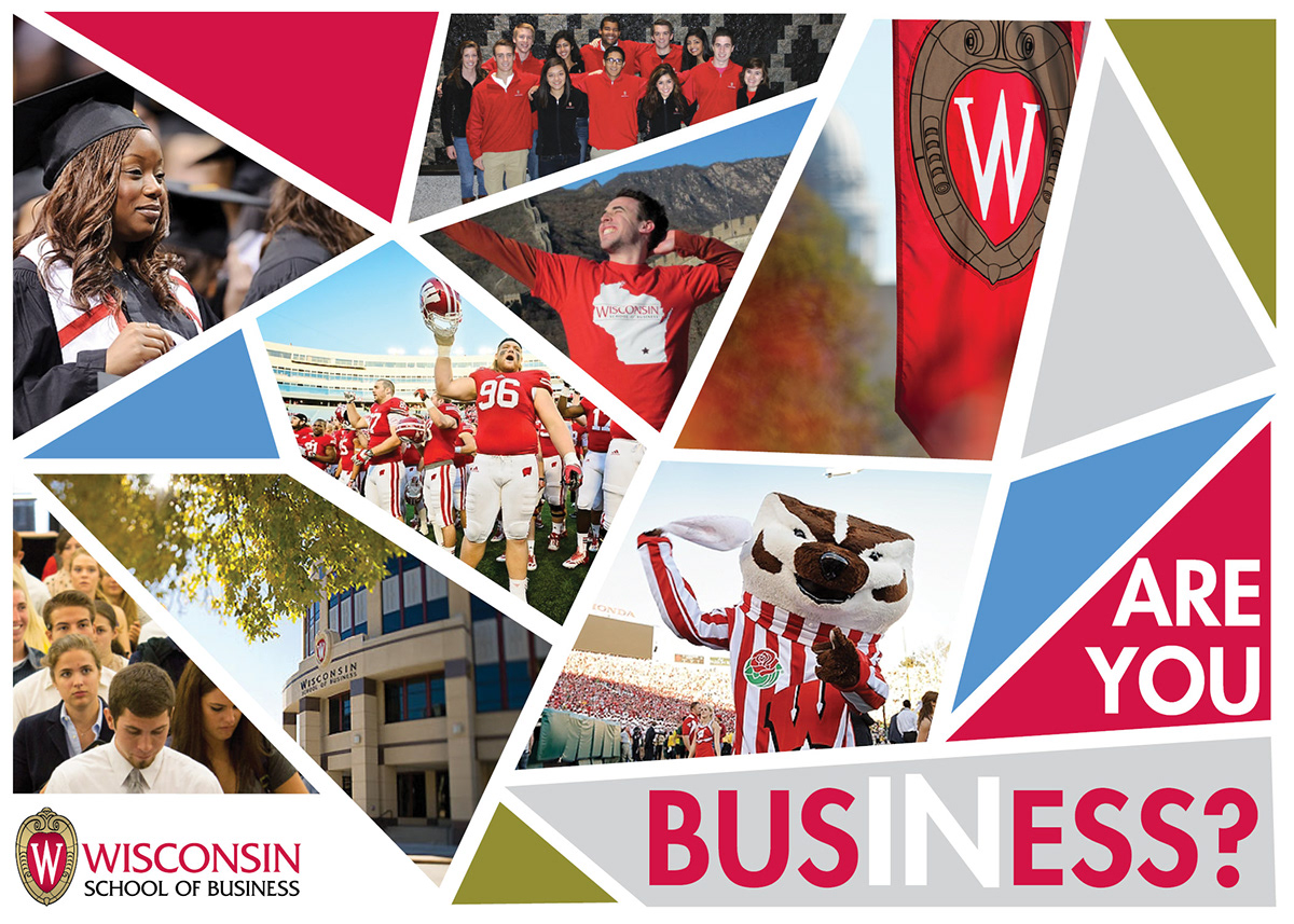 badgers Wisconsin postcard business UW-Madison University college geometric
