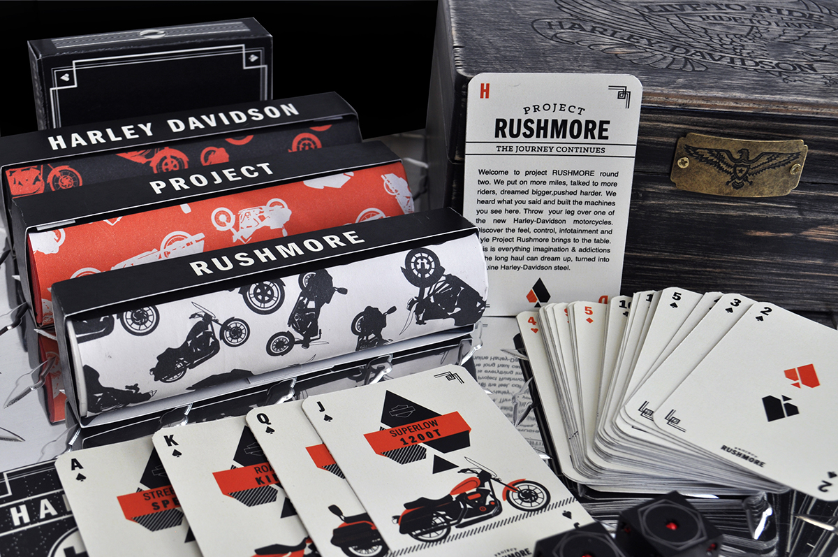 Harley Davidson Project Rushmore Playing Cards poker set publication book Layout handmade