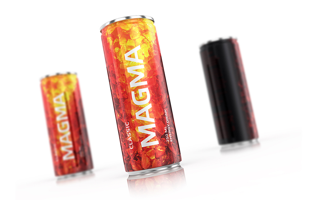energy drink energy magma drink packaging design package design  package brand logo Fh Dortmund volcano fire bottle pantone concept