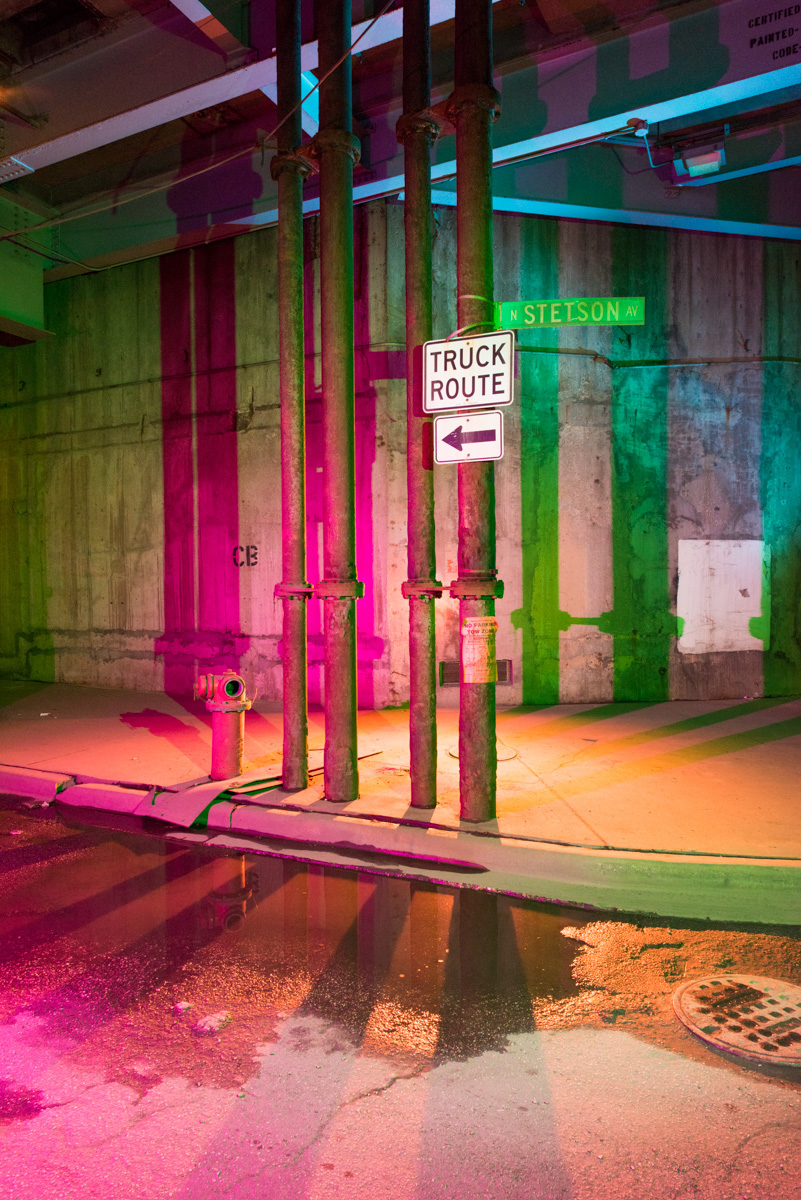 Lower Wacker chicago strobe color gel city undergroud unnatural psychedelic chromophobia lighting