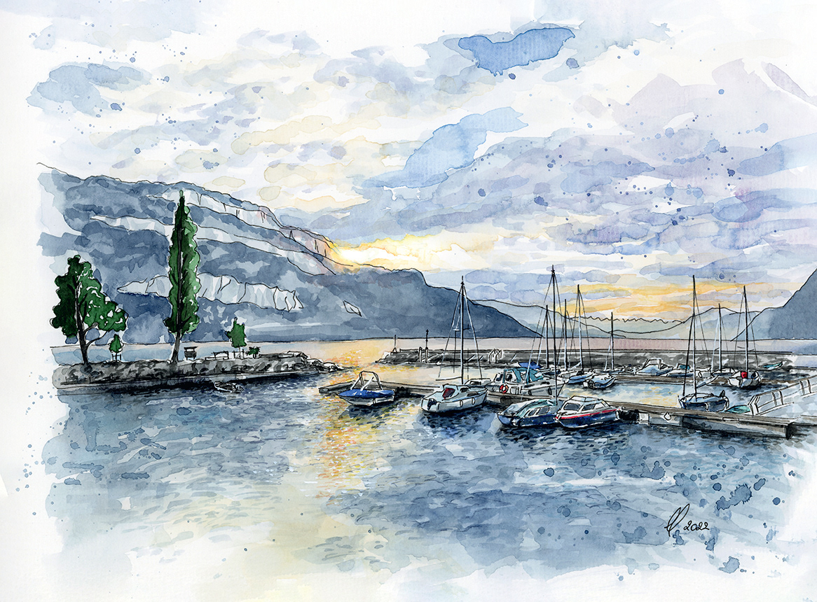 aquarelle bourget du lac chindrieux dessin ILLUSTRATION  peinture Savoie