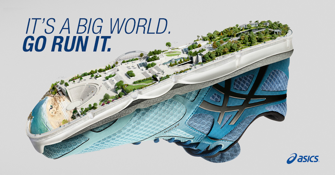 CGI vfx 3D Landscape world Urban city shoe sneaker trainer product