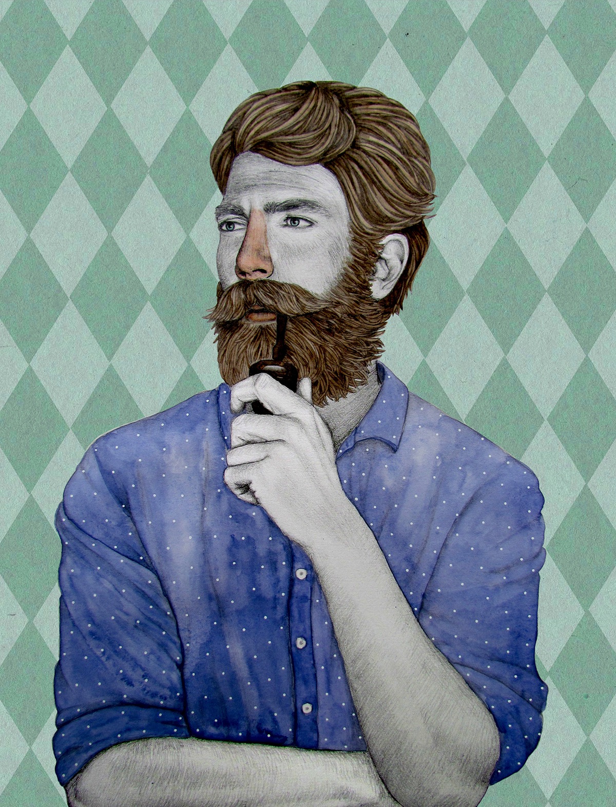 beard watercolor man
