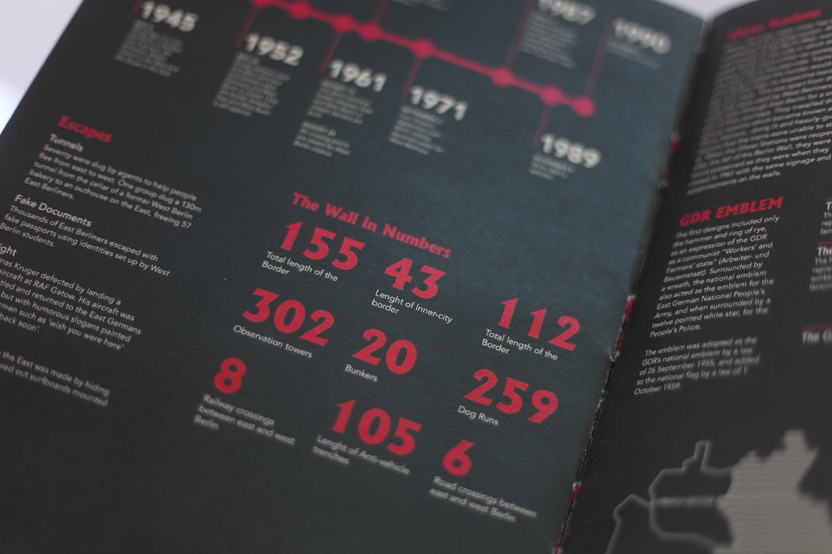 istd milestones berlin berlin wall red black editorial Layout type Perforation merit magazine book spread