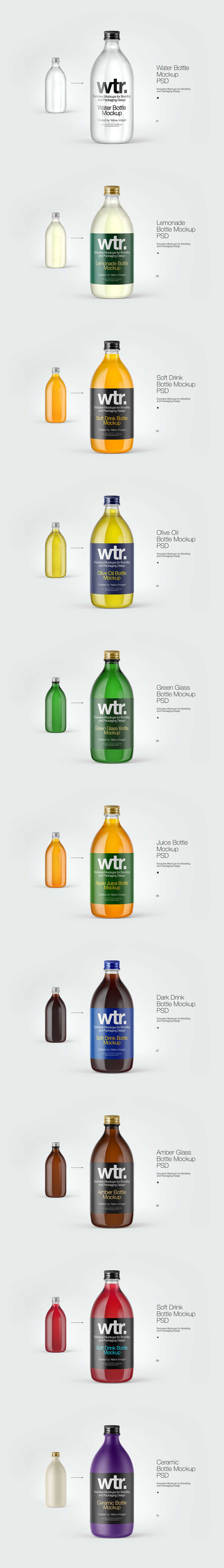 Download 10 Glass Bottles Psd Mockups On Behance Yellowimages Mockups