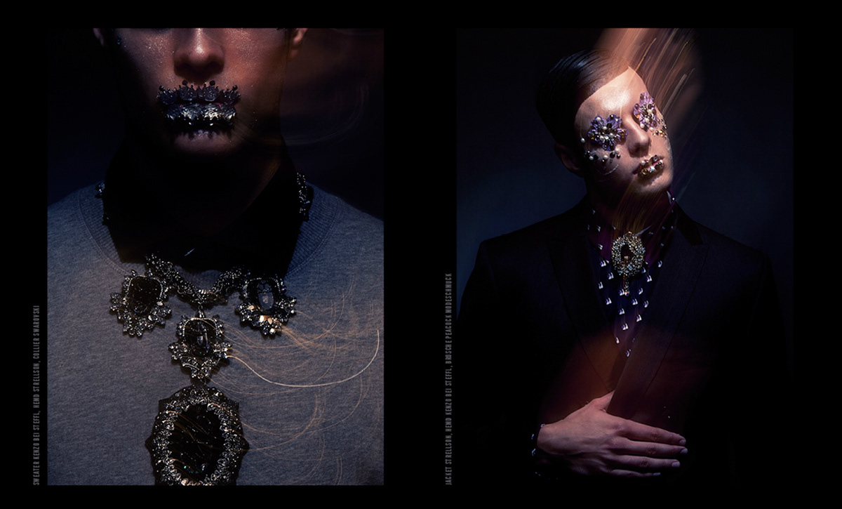 verena mandragora vangardist magazine editorial man men blingbling vampire male model Two jewelry Jewellery Glitter