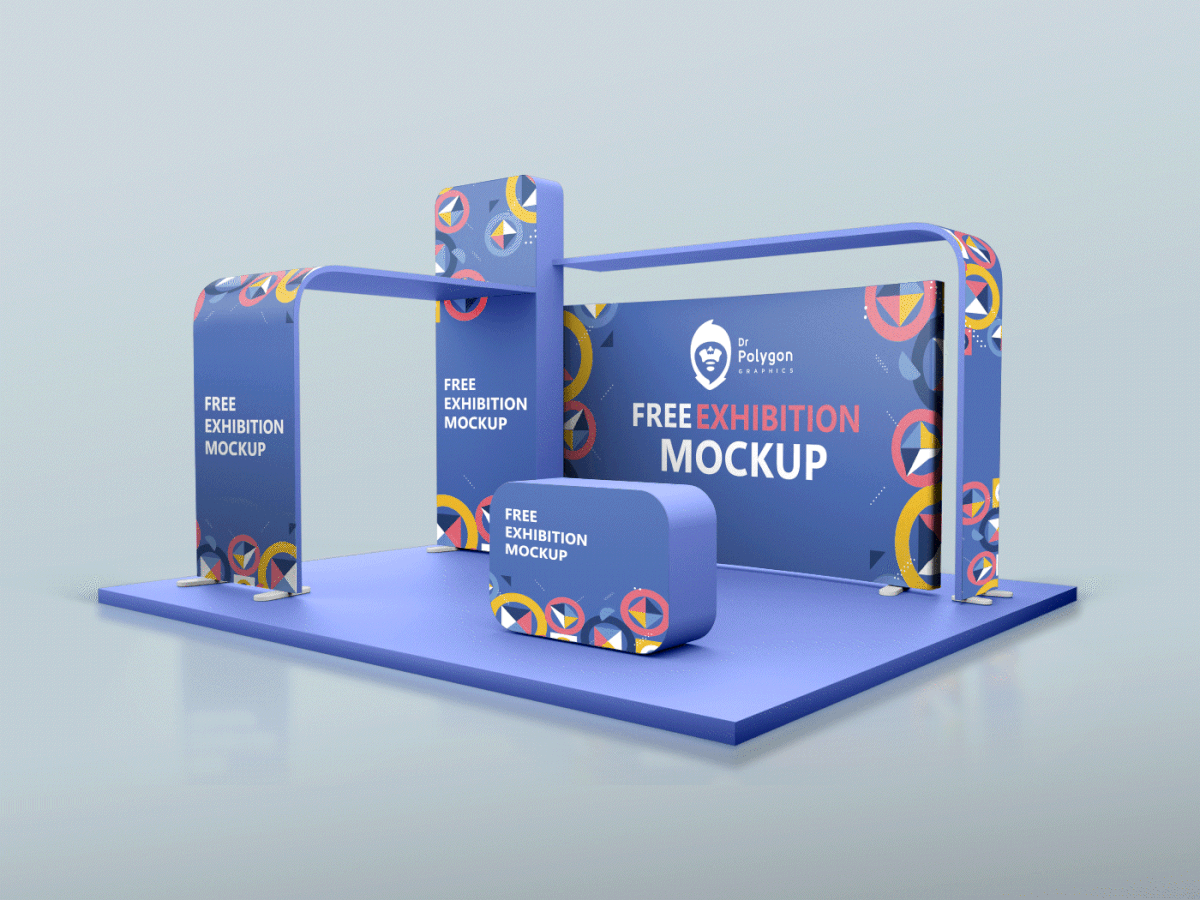 Exhibition  Mockup free psd download mock-up 3d modeling Stand booth Event