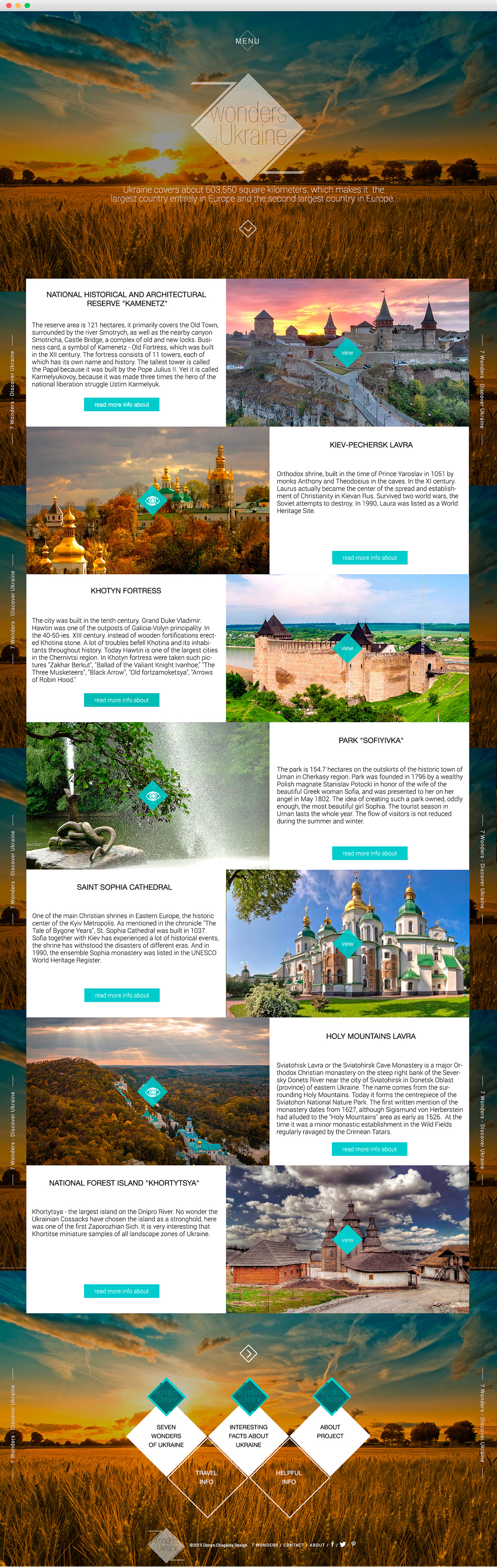 Web design clean doscover ukraine traveling country Europe wonder 7wonders land