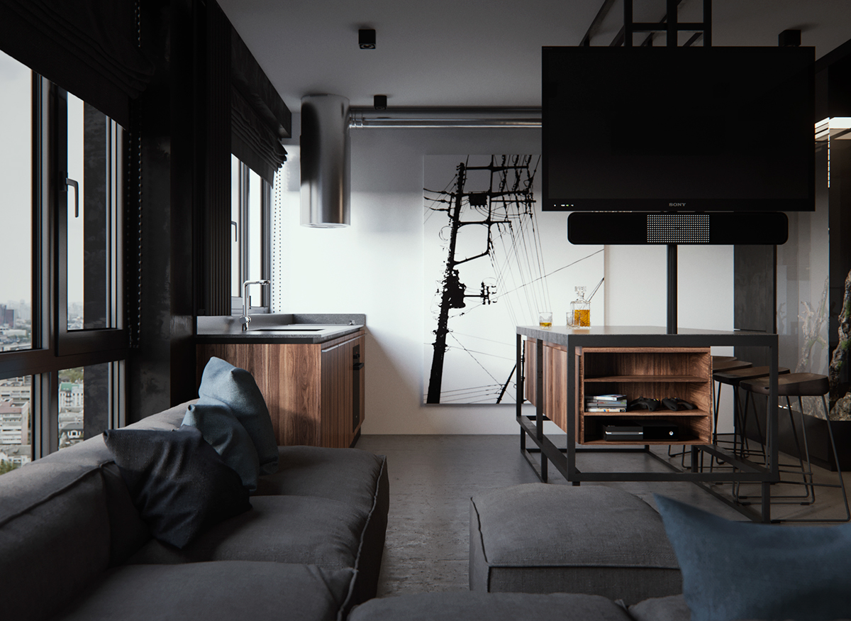  Small  dark apartment  in Kyiv on Behance