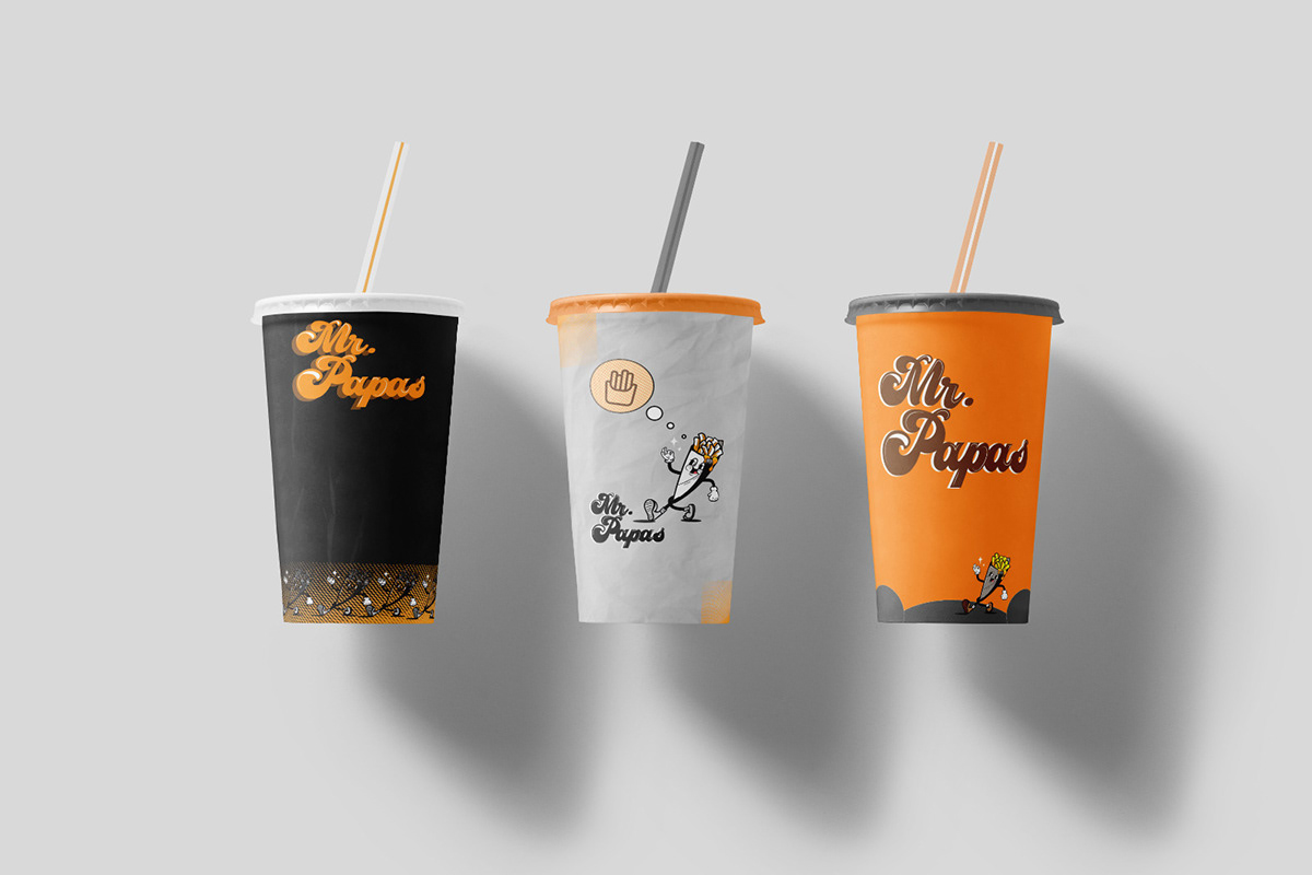 papas fritas restaurant Logotipo branding  pizzaria hamburgueria diseño gráfico comida naranja marketing digital