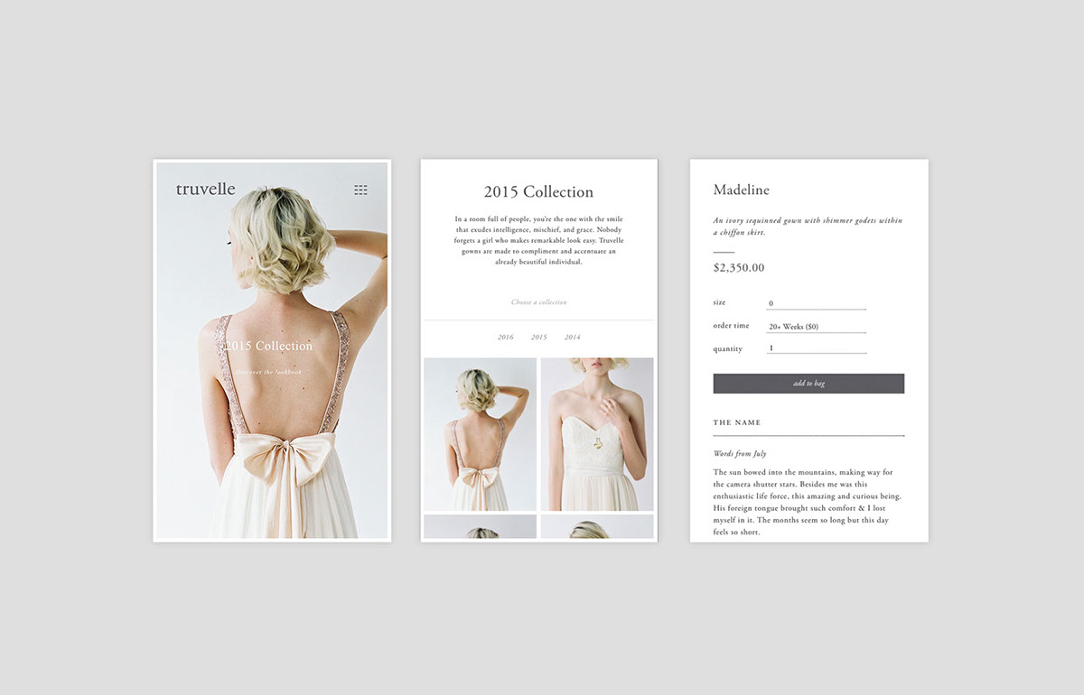 truvelle Vancouver wedding gown bridal Online shop etsy Business Cards fullscreen Mobile responsive simple