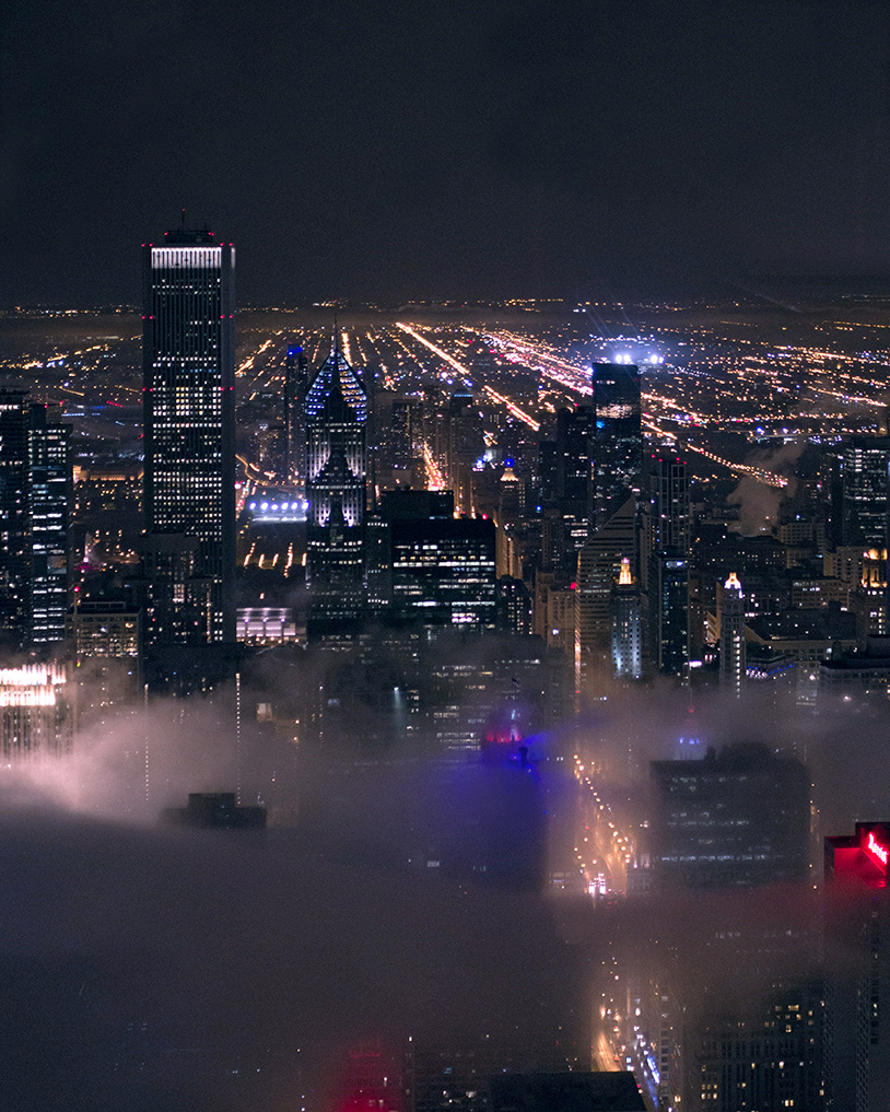 chicago skyline city nighttime