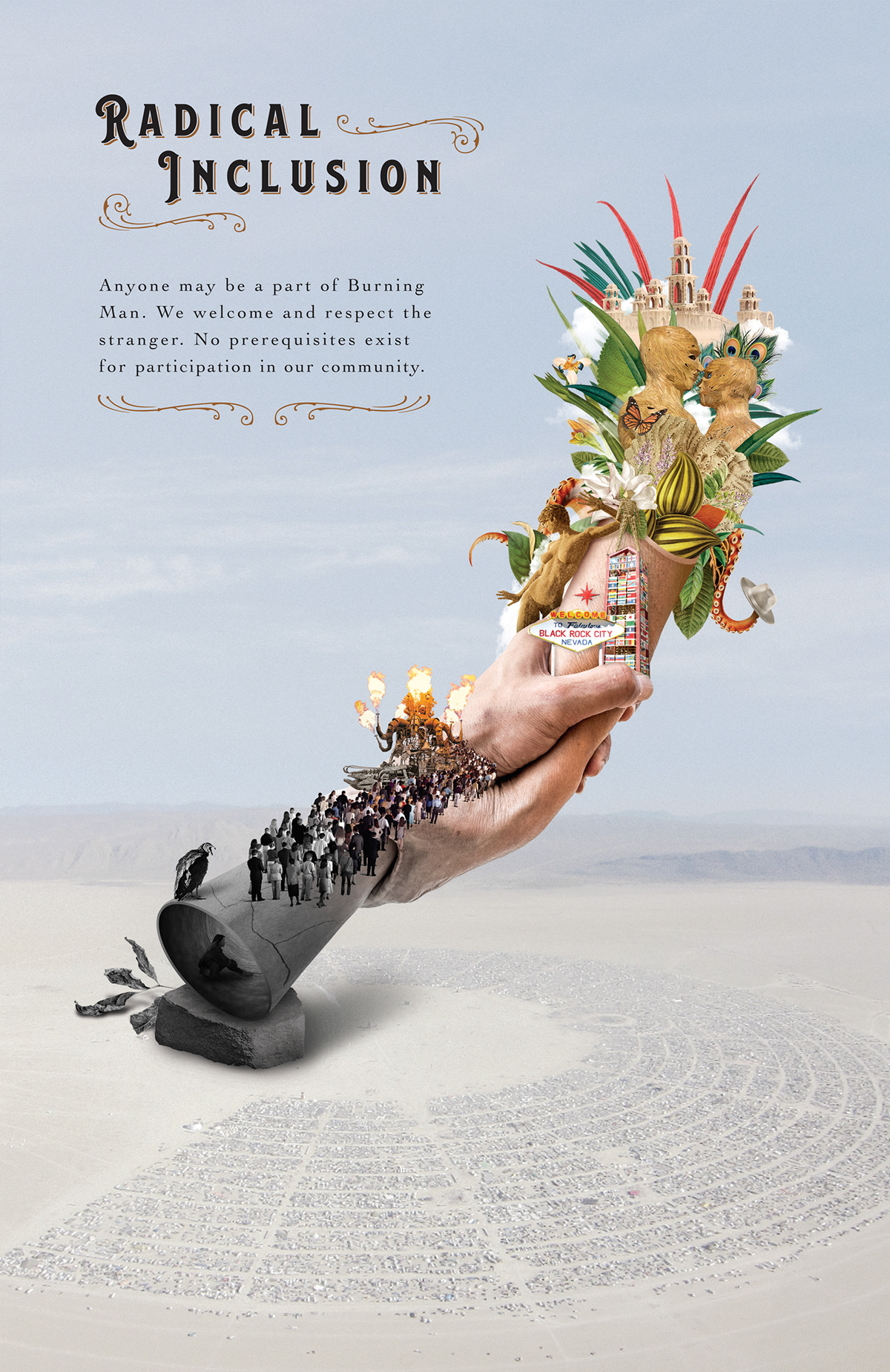 poster collage Digital Collage collage art botanical Burning Man principle photoshop Larry Harvey METAMORPHOSES