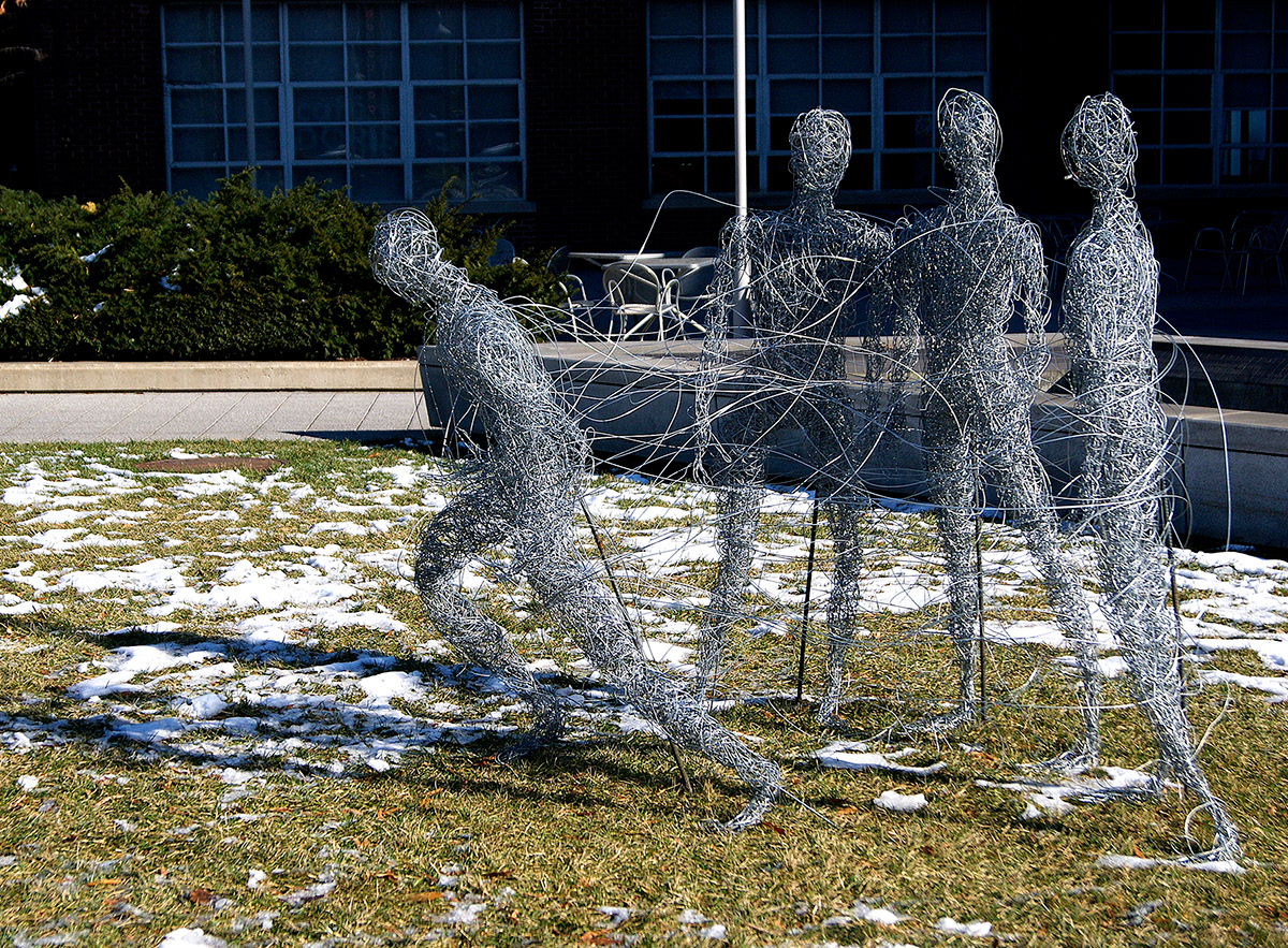 sculpture steel wire figures fish Hunters antelope