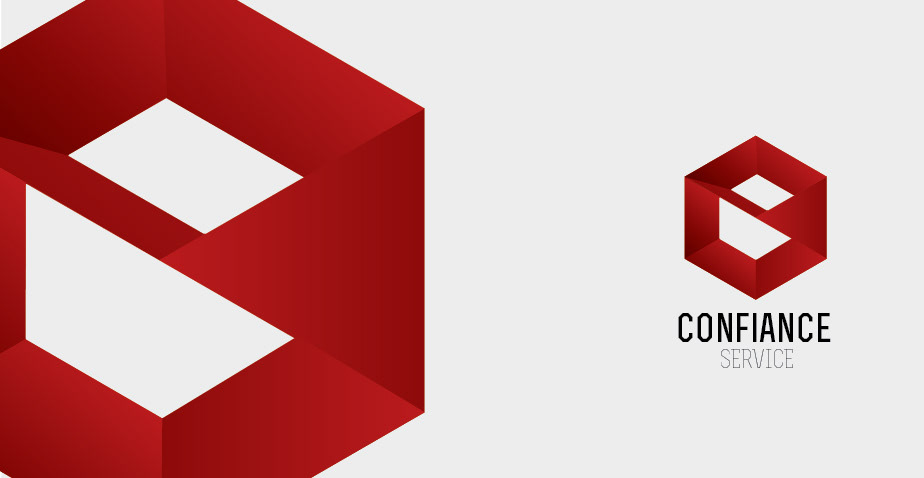 brand Confiance service logo visual identity cube