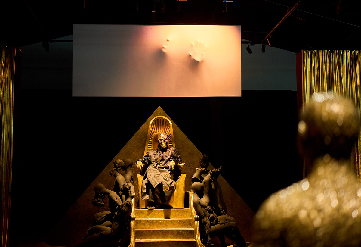 fine art painting   sculpture gold throne coffin eye short film installation arts video installation