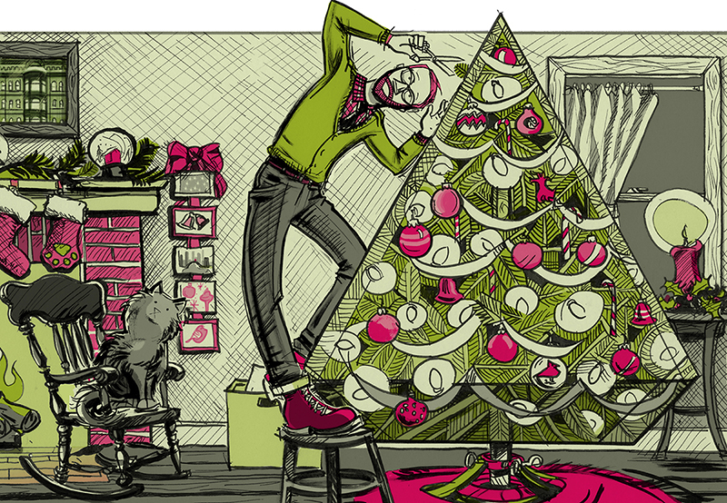 Holiday holidays Christmas Coffee christmas Tree Flying suit magazine humorous