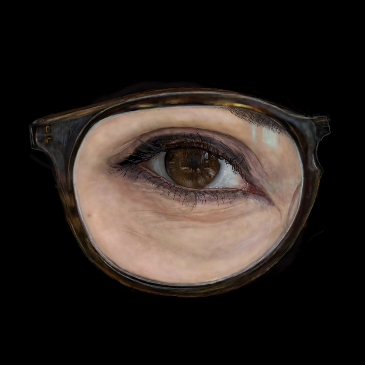 eye digital painting photoshop Realism glasses frames reflection Digital Art  people